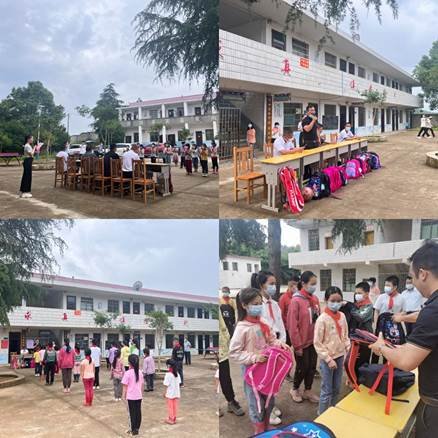 邵阳县卫生健康局墟落振兴驻下花桥镇双联村第一书记刘小虎慰问双联小学，和孩子们、先生一路过六一！