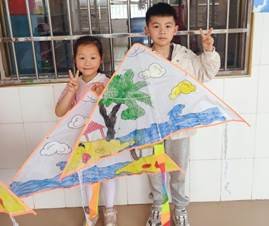 新宁县清江桥乡中间幼儿园开展风筝舞春意——巧手绘风筝教育运动