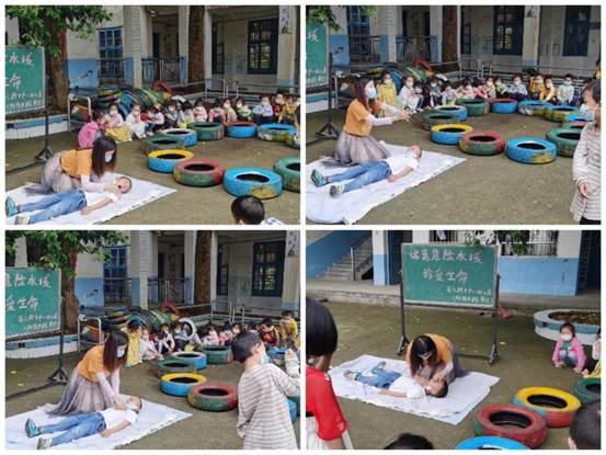 新宁县清江桥乡中间幼儿园开展防溺水安全演练