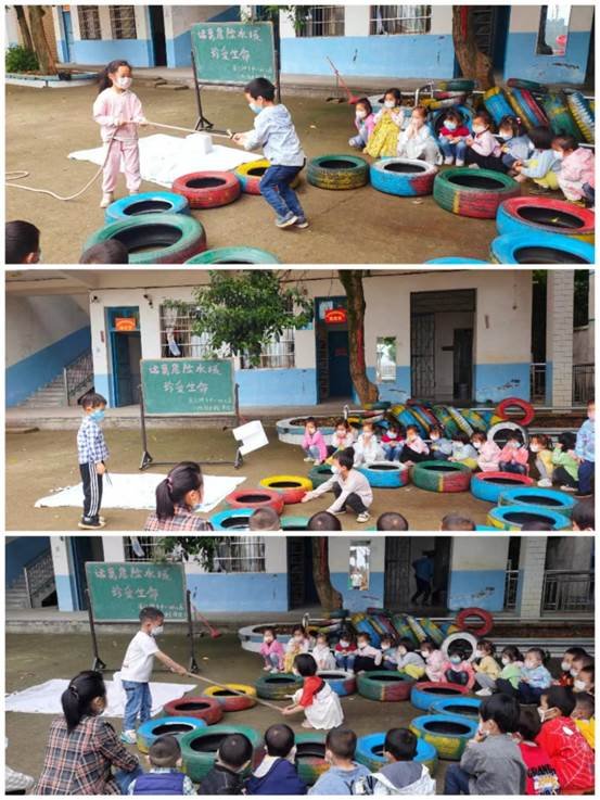 新宁县清江桥乡中间幼儿园开展防溺水安全演练