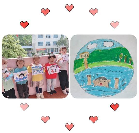 新宁县水庙中间幼儿园开展防溺水安全教育绘画比赛运动