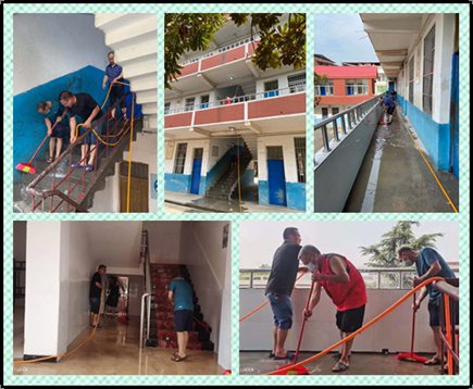 金称市镇中学全体行政大扫除迎接开学