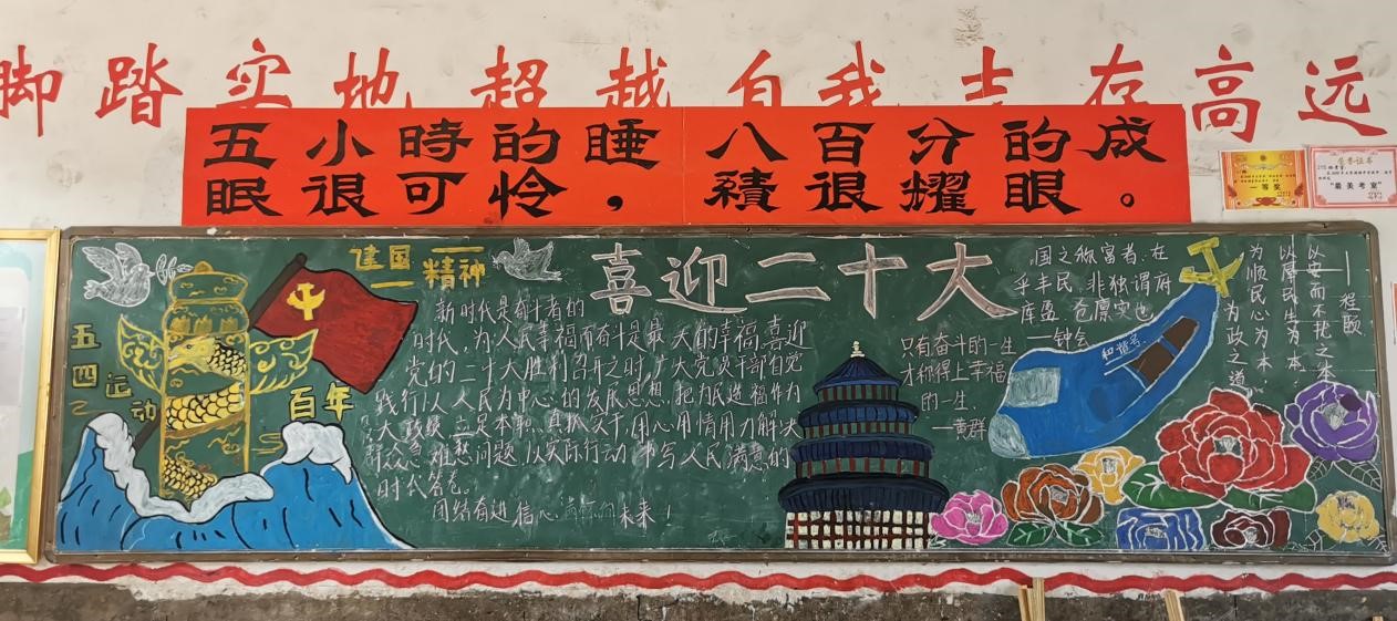 竹市镇中学“喜迎二十大，永远跟党走，奋进新征程”为主题的黑板报评比展示活动