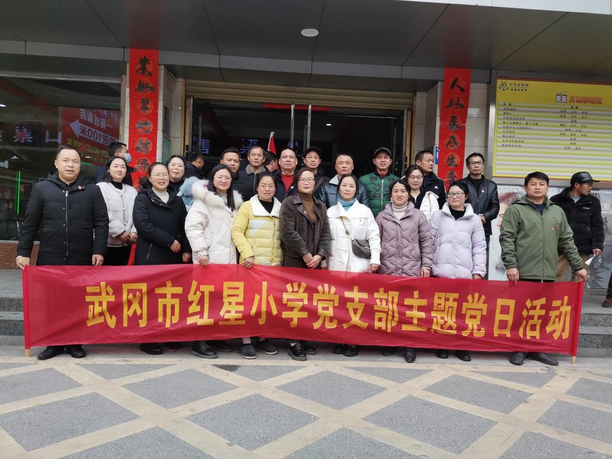 武冈市红星小学党支部组织观影《红旗漫卷西风》