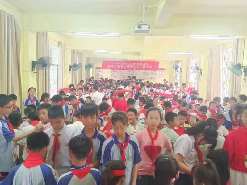 塘田市镇中心完小举行少先队员入队仪式