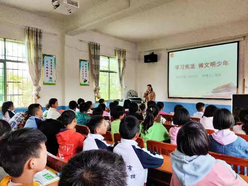 塘田市镇三角小学举行“学习宪法,做文明少年”