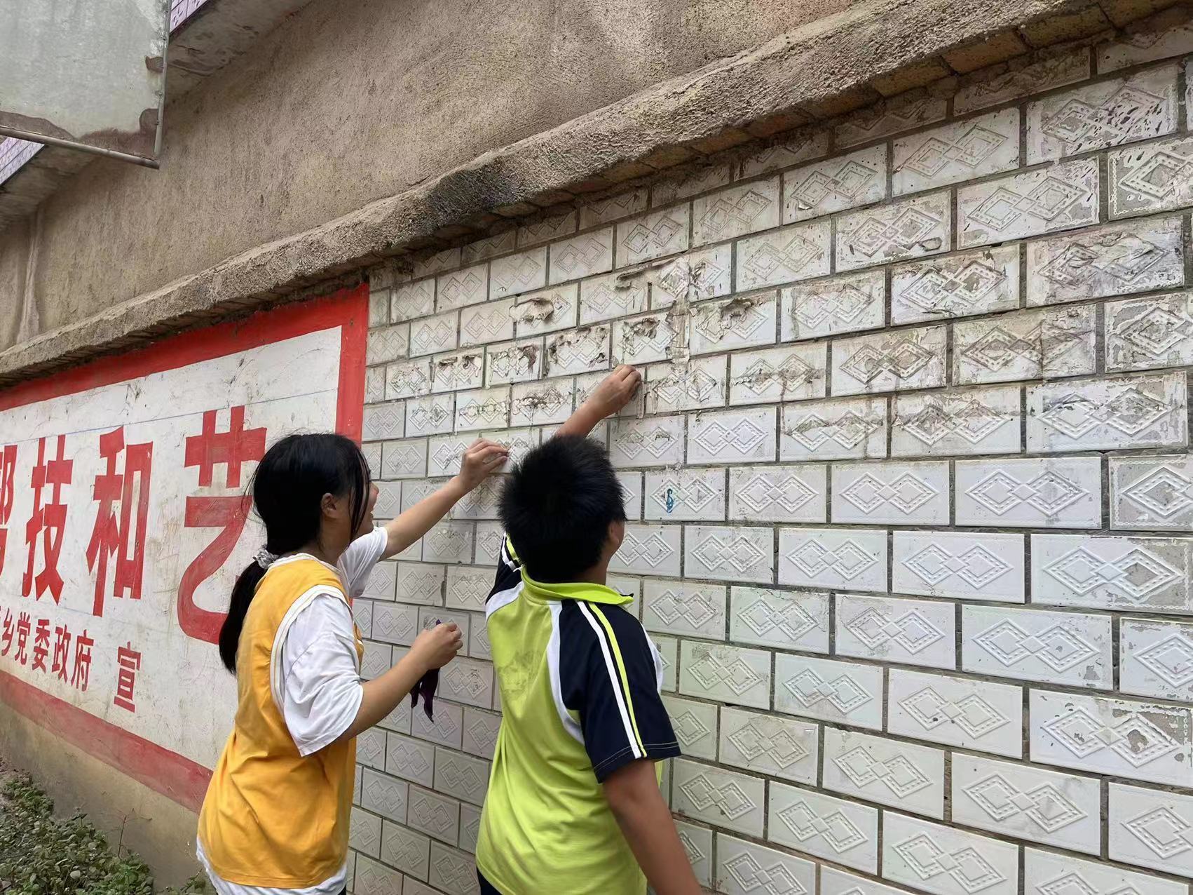 蔡桥乡中心完小开展卫生清扫和“牛皮癣清除”工作