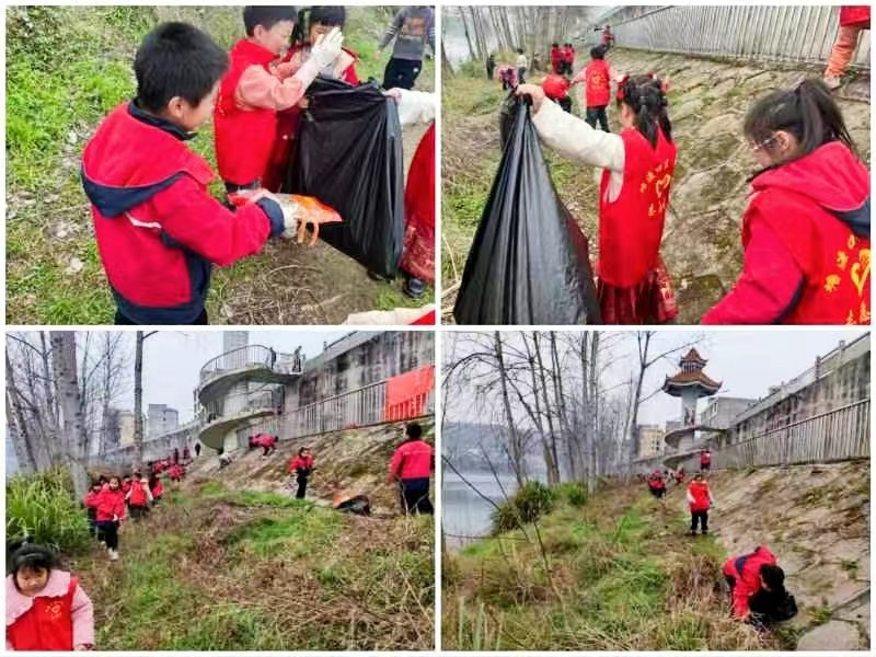 塘渡口镇第四完小“我是河小青 保护母亲河”净滩巡河学雷锋