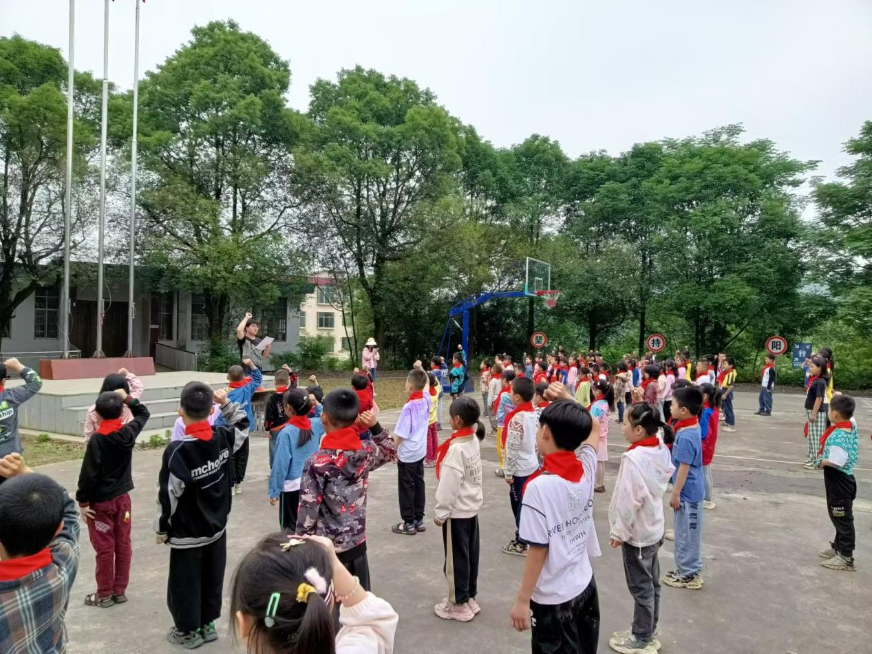 “星星火炬伴成长”下花桥镇中心完全小学新队员入队仪式