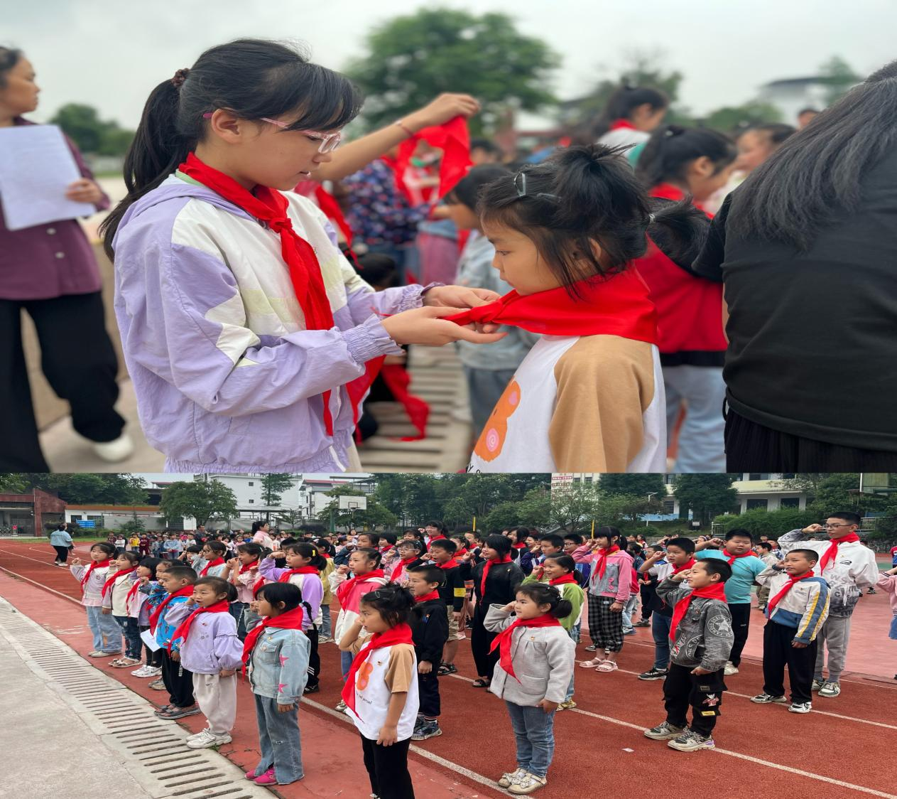 新宁县崀山镇窑市中心小学举行红领巾少先队员入队仪式