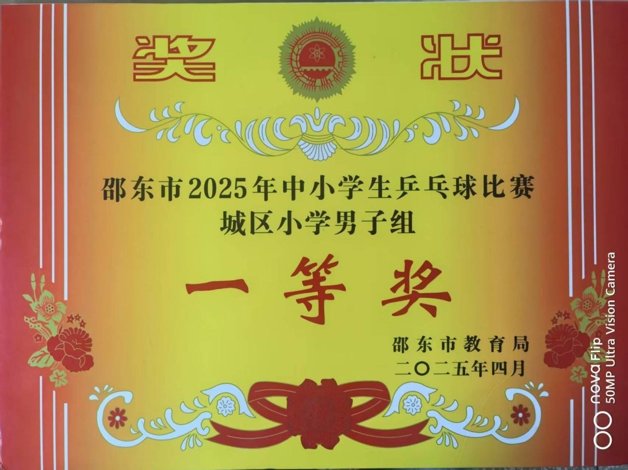 城区二小男子乒乓球队在邵东市中小学乒乓球比赛中获得一等奖