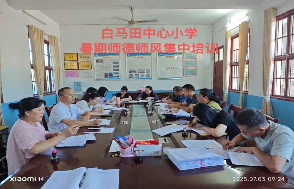 万塘乡白马田中心小学 开展暑期师德师风集中培训
